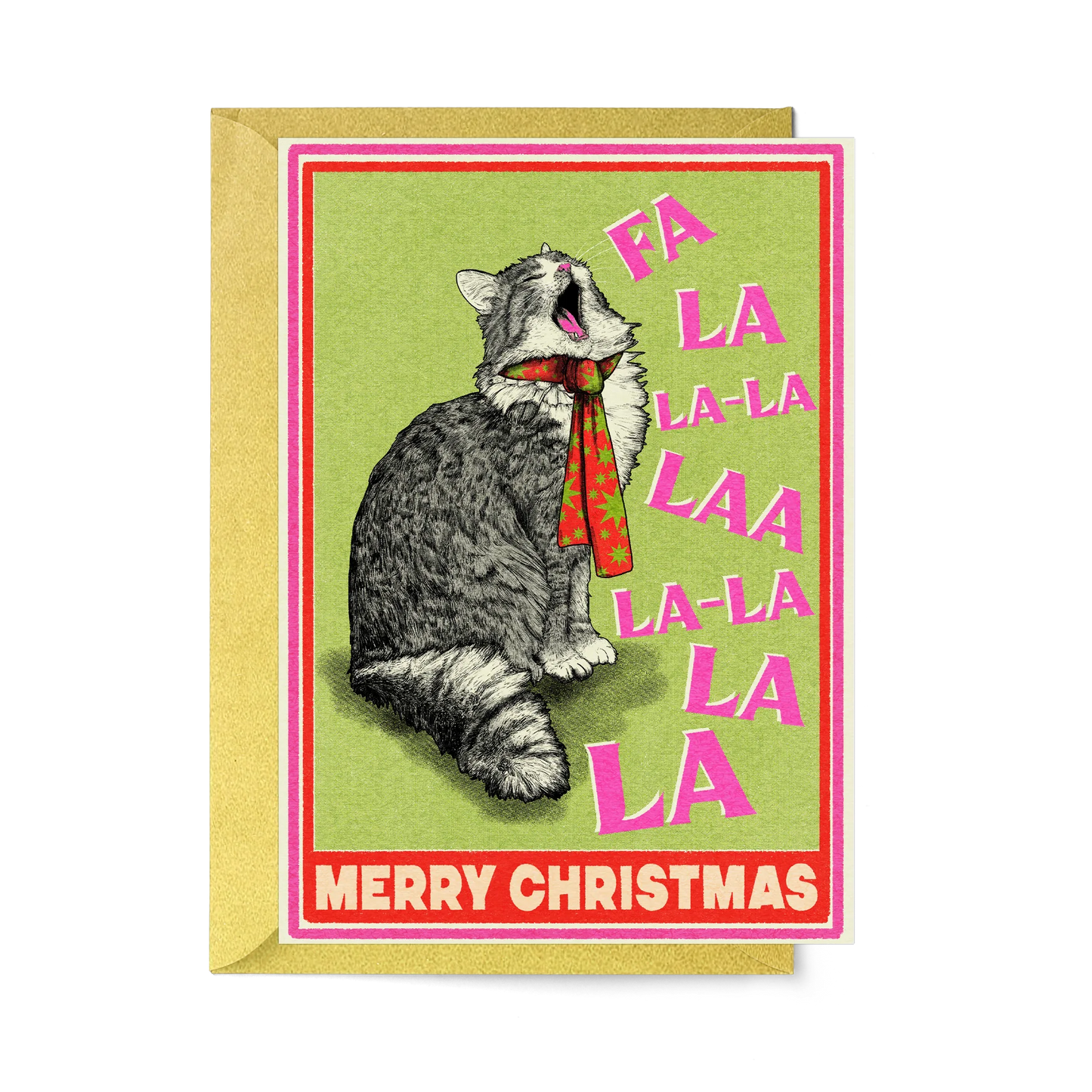 Singing Cat Merry Christmas Card | Cute Cat Xmas Card