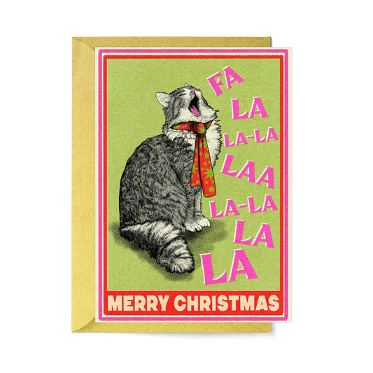 Singing Cat Merry Christmas Card | Cute Cat Xmas Card