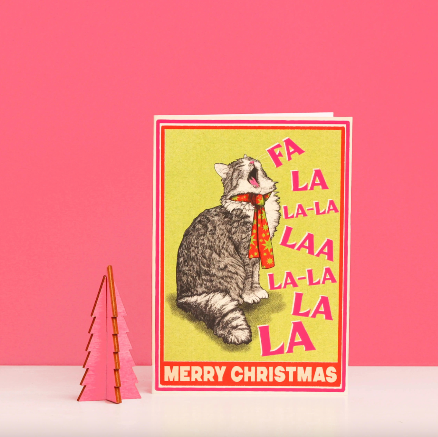 Singing Cat Merry Christmas Card | Cute Cat Xmas Card