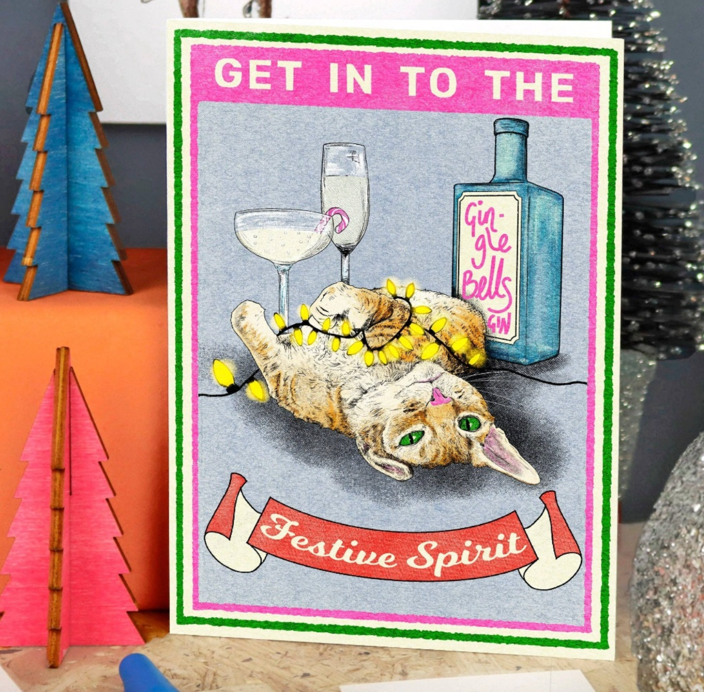 Festive Spirit Cat Christmas Card | Funny Xmas Card