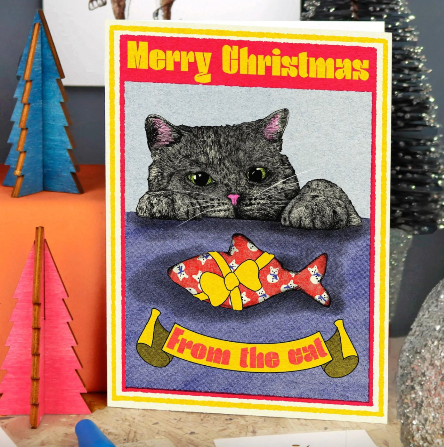 Merry Christmas From The Cat Xmas Card | Card For Cat Owner